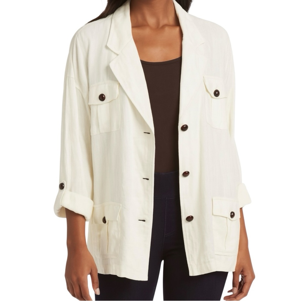 Chico's Cream Utility-Style Blazer Jacket